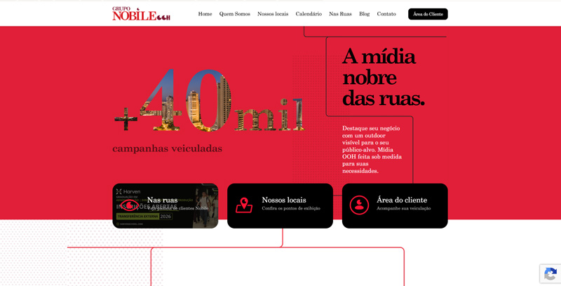 Print da home page do site Nobile desenvolvido pela MO4.