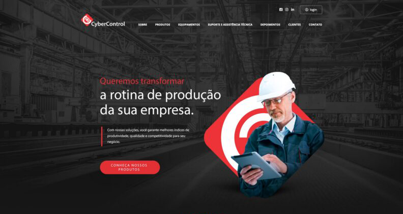 Home do site Cybercontrol, desenvolvido pela MO4