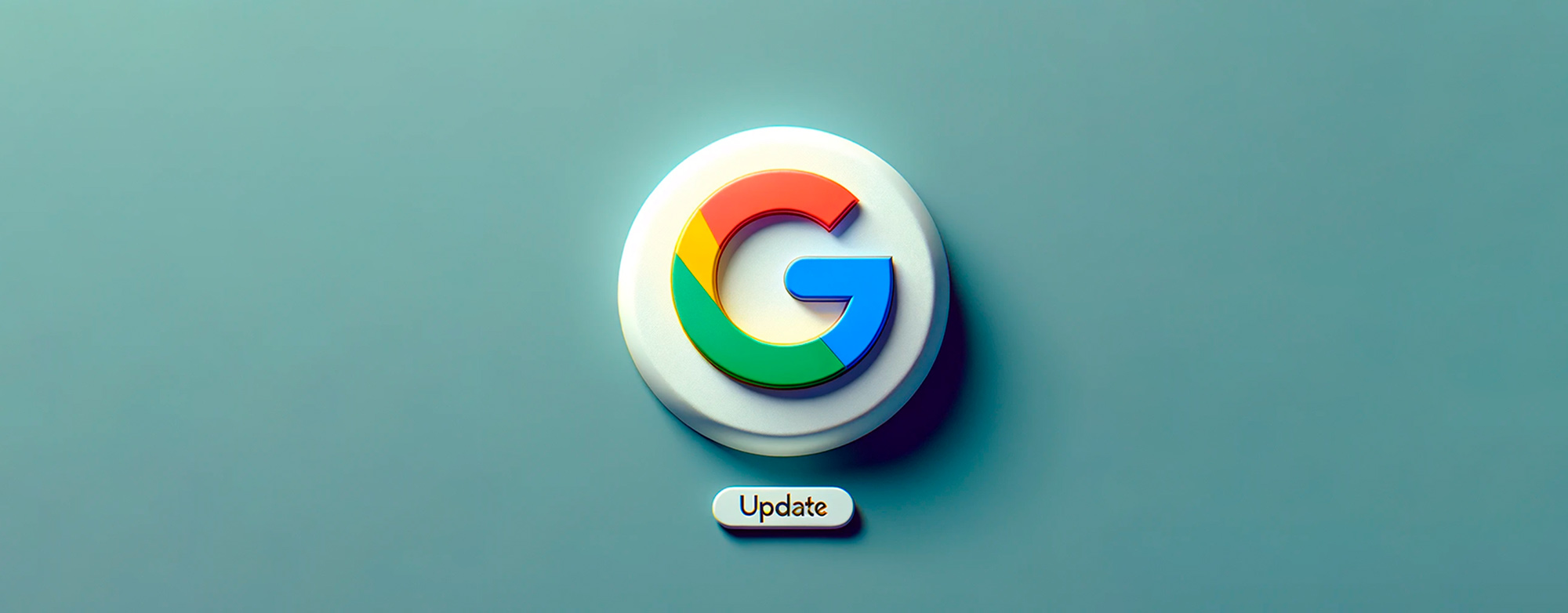 Logo do Google em fundo neutro, com update escrito abaixo.