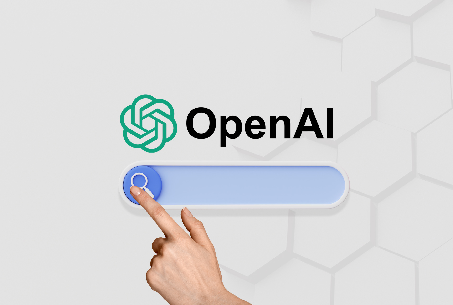 Logo da OpenAI com imagem representando mecanismo de busca para o Search GPT.