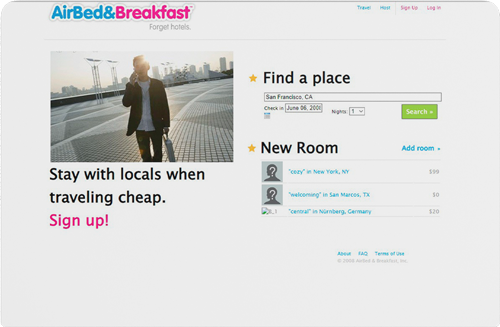 Print do MVP do Airbnb (Air Bed and Breakfast)