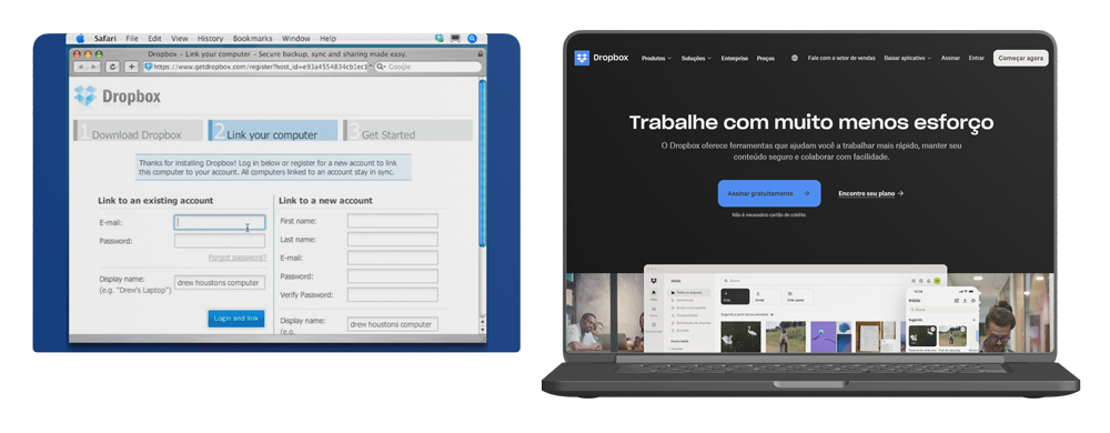 Print produto mínimo viável dropbox e site atual