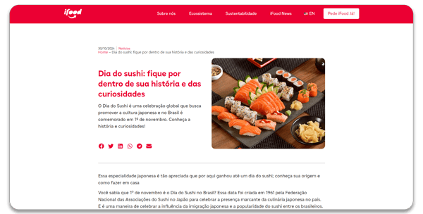 Imagem de um dos artigos do blog do iFood, feito em wordpress.
