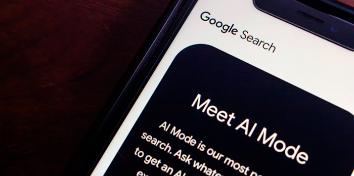 Foto de tela mostrando "meet ai mode" no Google.