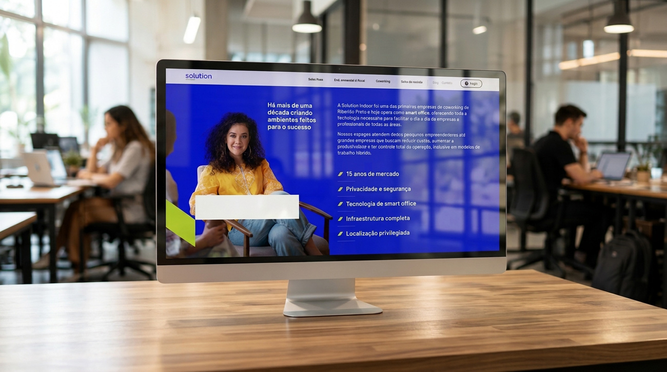 Tela do site da Solution Indoor aberta em desktop