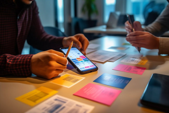 Uso de tecnologia móvel para análise de performance digital e marketing de conteúdo, reforçando credibilidade web, brand authority e confiança da marca no ambiente online.